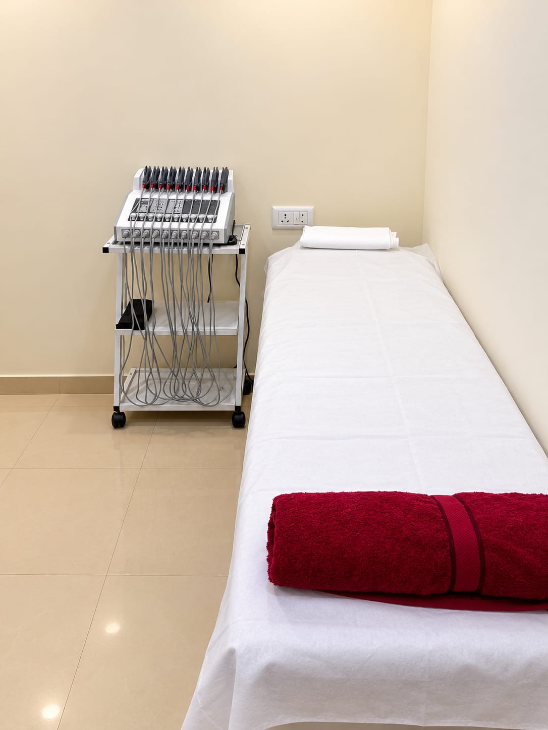 Body treatment equipment in a dedicated clinic room